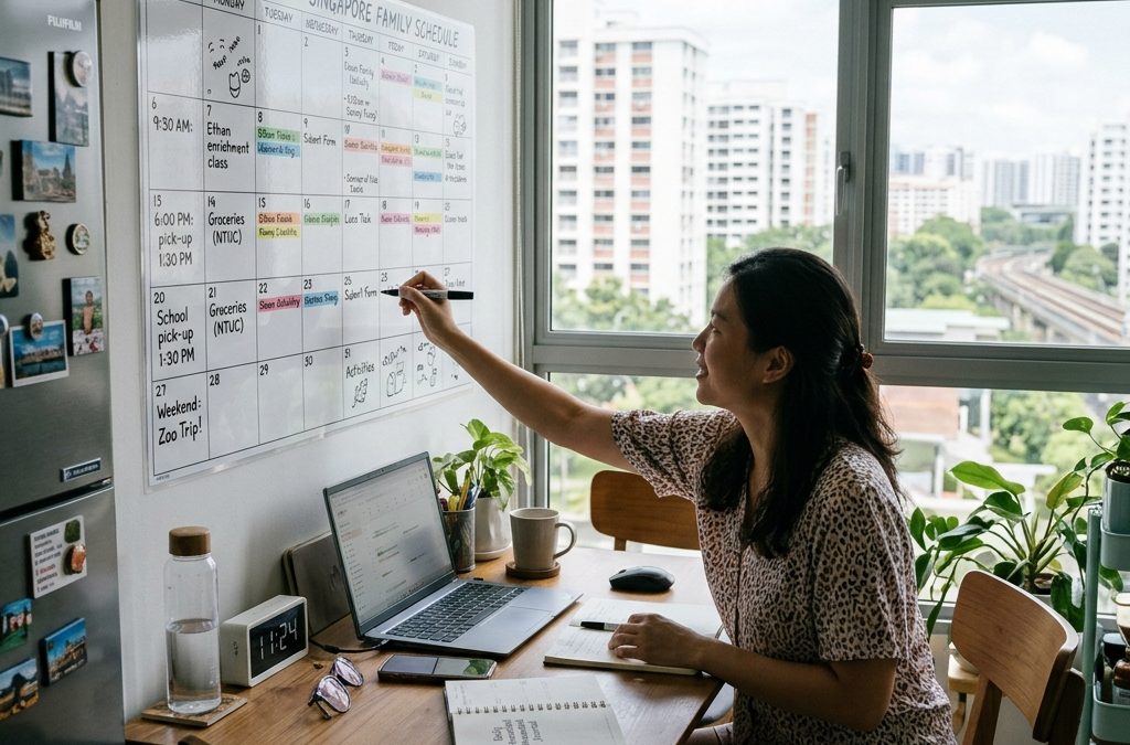 Daily household schedule planning and time management calendar